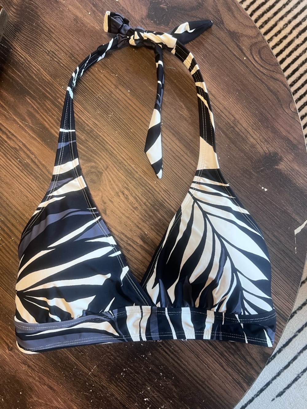 Anne Cole Black and White Printed Bikini Top
